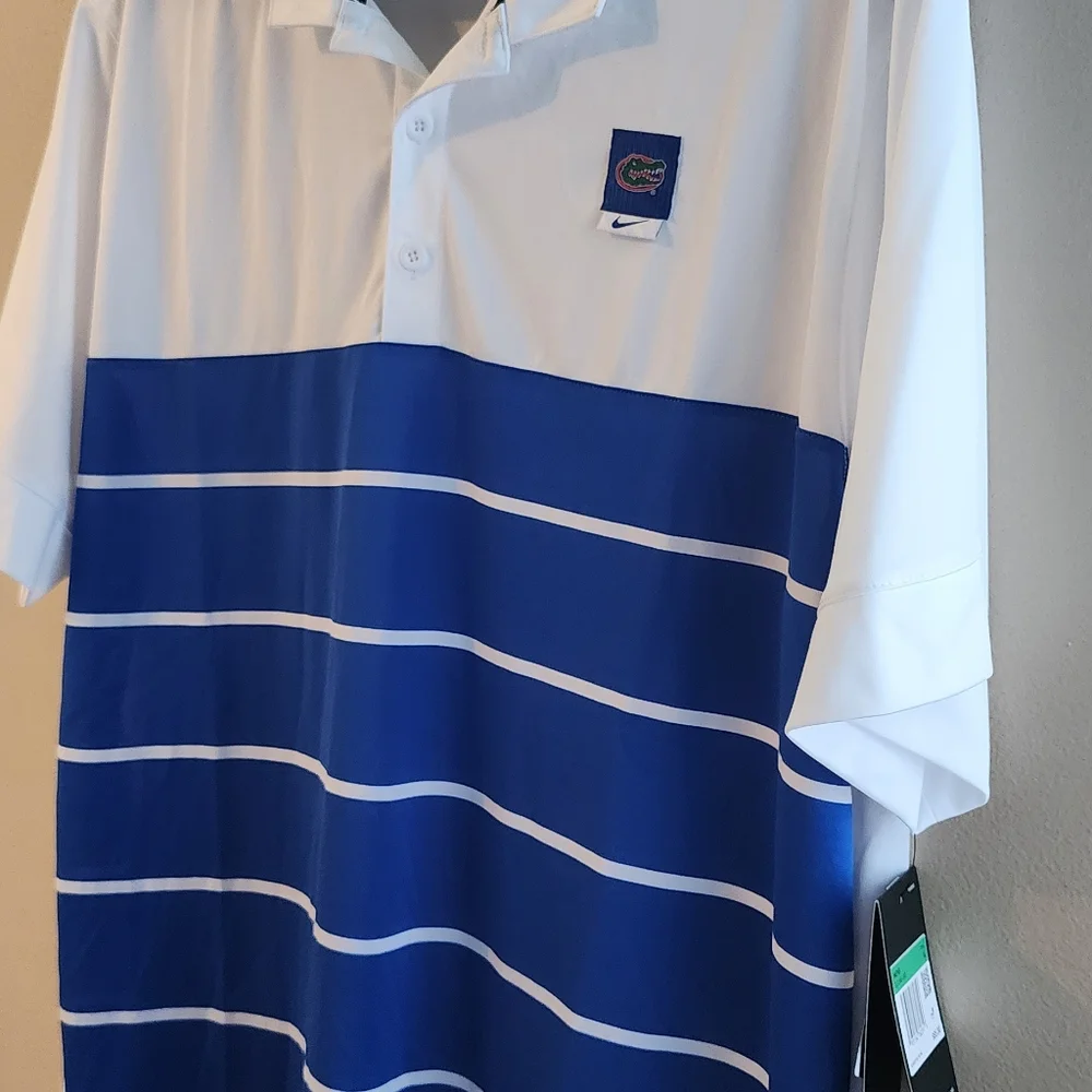 Men's Nike Gator White/Royal Striped‎ Polo shirt NWT sz XL